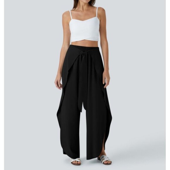 Halara Breezeful High Waisted Tie Front Palazzo Flowy Casual Pants Sz Medium Wom - Picture 1 of 16